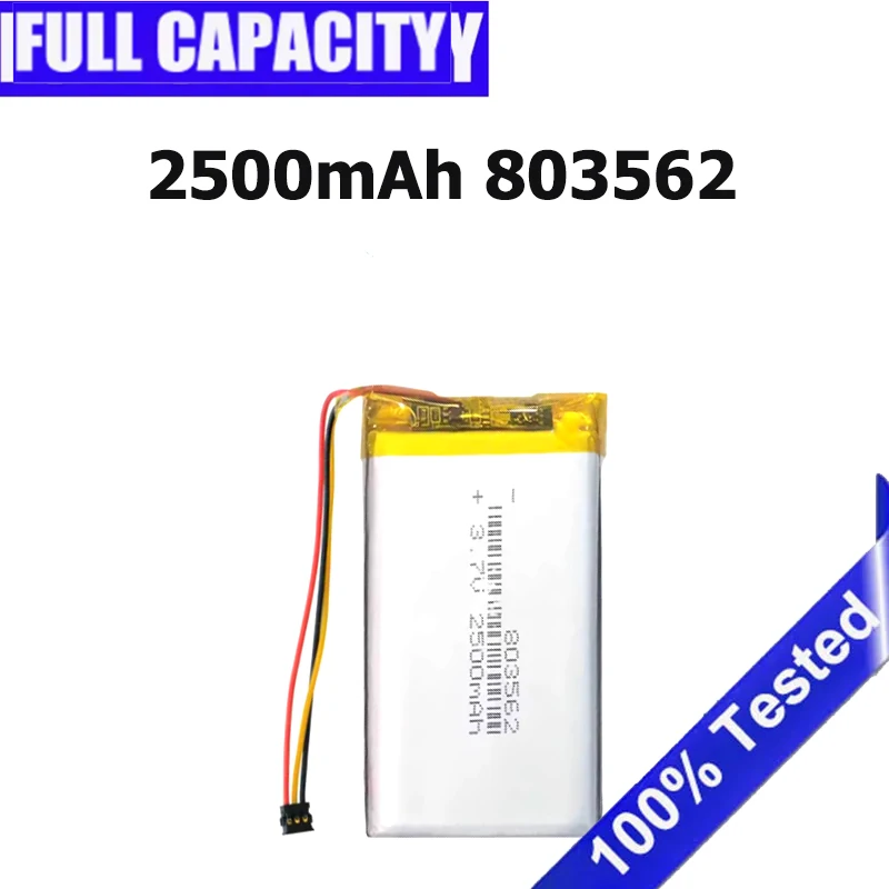 803562 New Battery for Bicycle Dash Cam DVR GPS SIGMA ROX12.0 3-wire Connector 3.7V 2500mAh Rechargeable  Bateria