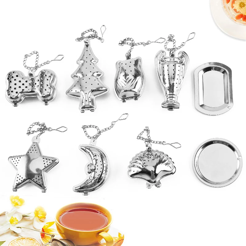 Infusor de té de acero inoxidable creativo, bandeja para tetera, colador de té de especias, filtro de hierbas, accesorios para el té, herramientas de cocina