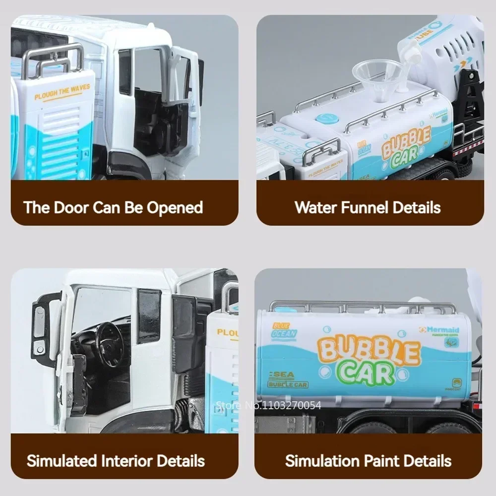 1:24 modelos de carros elétricos bolha brinquedos liga diecast veículos de engenharia com luz sonora puxar para trás portas abertas brinquedo presente para criança