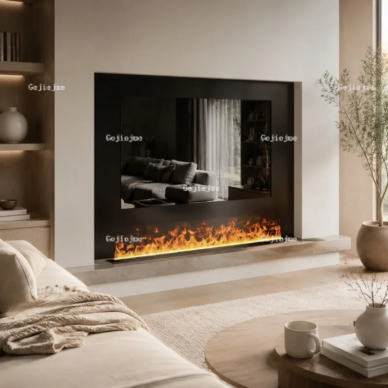 Realistic 3D Water Vapor Flame Fireplace Modern Decorative Electric Fireplace Luxury Gold Mist Fireplace Light Firebox Emission
