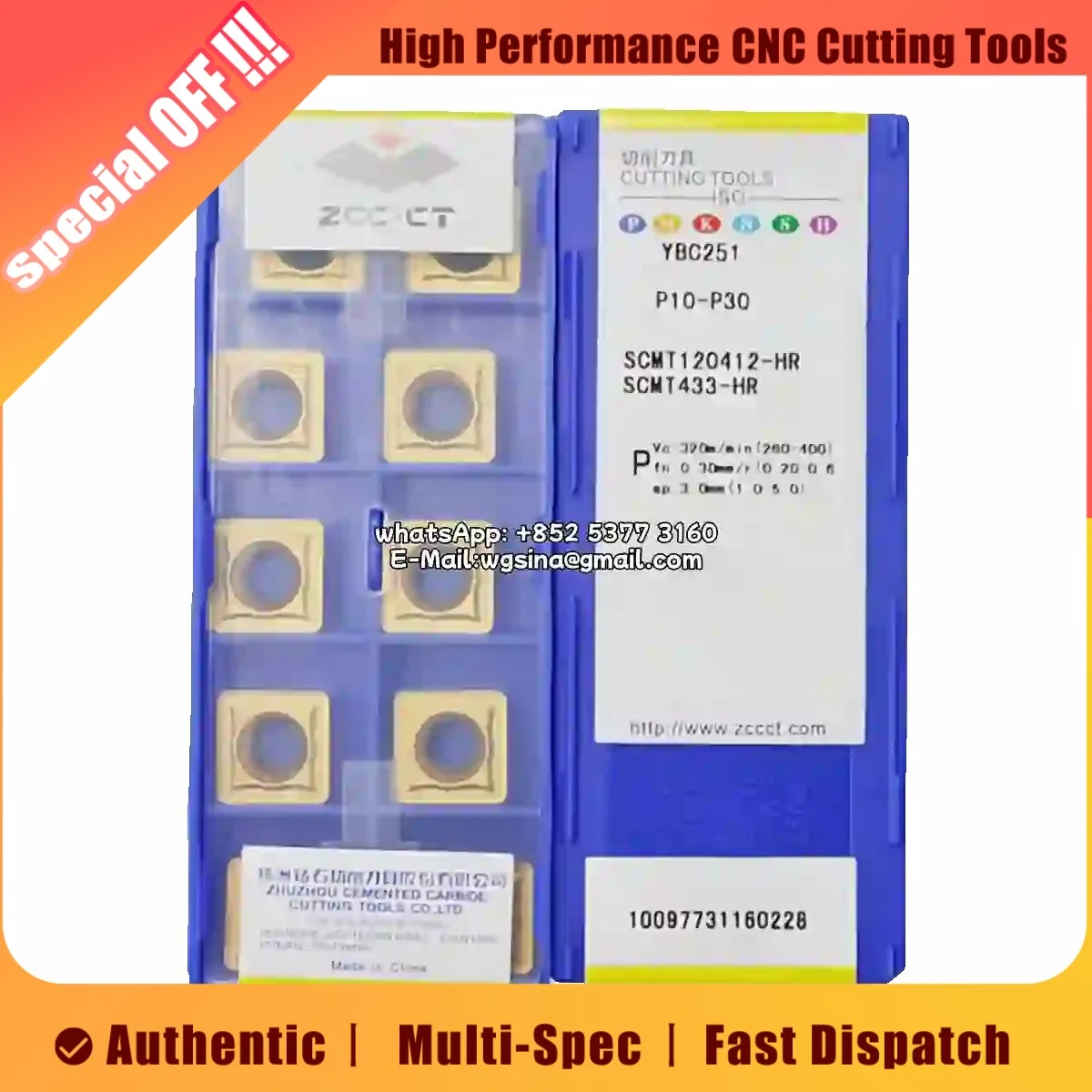 

Твердосплавные токарные пластины ZCC CT SCMT SCMT12 SCMT09 SCMT120404 SCMT09T308 SCMT09T304 SCMT120408 EM YBG205