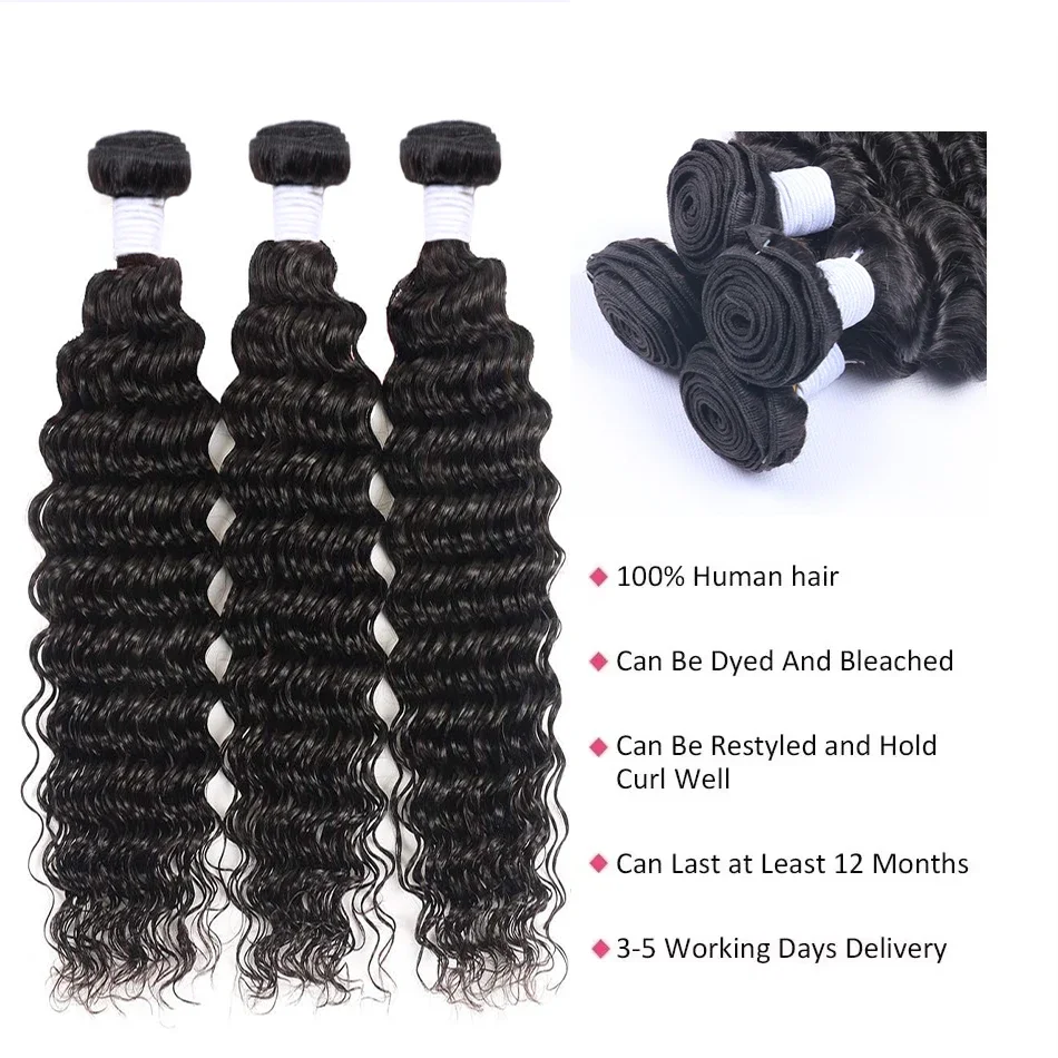 10-40 بوصة شعر مستعار بشري 100% ريمي حزم شعر مموج عميق الرطب والمموج حزم الشعر البشري 3/4 قطعة حزم الشعر الخام