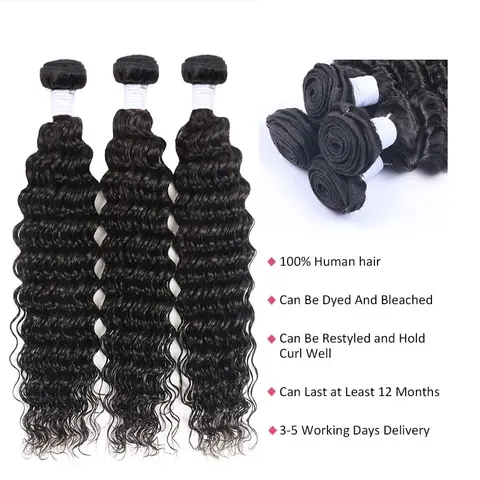 10-40 tums äkta hårförlängningar 100% Remy djupt vågigt hårbuntar våta och vågiga äkta hårbuntar 3/4 st råhårbuntar 6 best sales vattenvågigt hår - №6