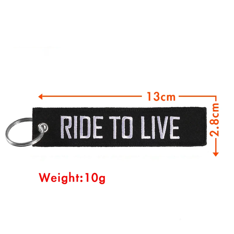 1PC 2PCS 3PCS 3 Packs Sale RIDE TO LIVE Different Letters Embroidery On Both Sides Backpack Keychain Motorcycle Key Pendant