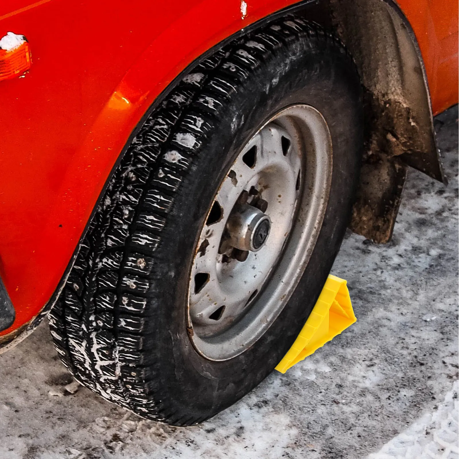 2Pcs Portable Car Tire Chocks Heavy Duty Triangle Wheel Stops for Vehicle Trailer Garage Wheel Blocks Prevent Rolling