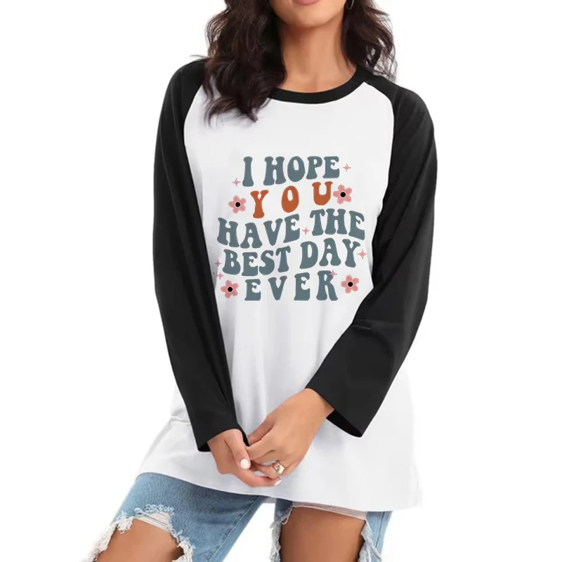 

Женская футболка с круглым вырезом и длинным рукавом с буквенным принтом, повседневная готическая футболка Y2k, всесезонная винтажная футболка с графическим рисунком, верхняя одежда