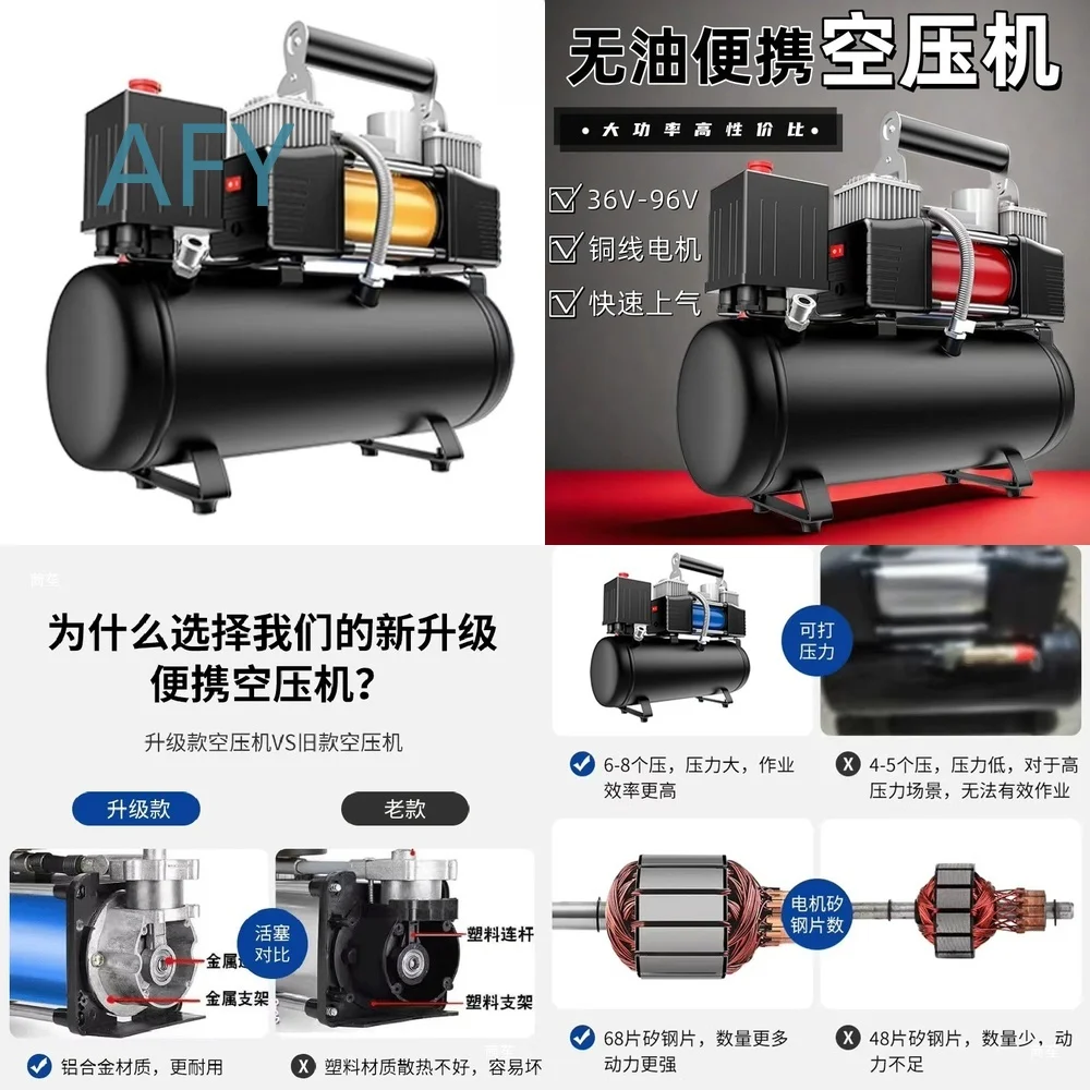 Portable Electric Air Compressor for EVs 48V 72V 84V High Pressure Mini Car Tire Pump Fast Inflator for Electric Vehicles