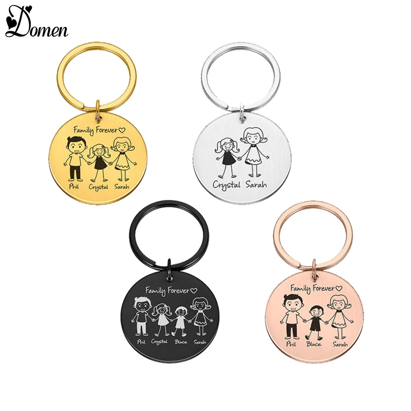 Private Custom Keychain Carved Gifts for Parents Children Family Members Stainless Steel Keychain Holiday Gifts Car Keychain