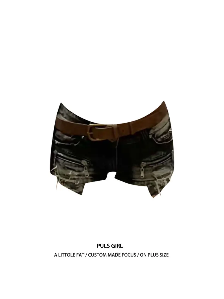 

Low Waist Slim Fit Distressed Denim Shorts Women's Retro American Washed out Summer Fashion Trendy Hot Pants Casual Commute S...