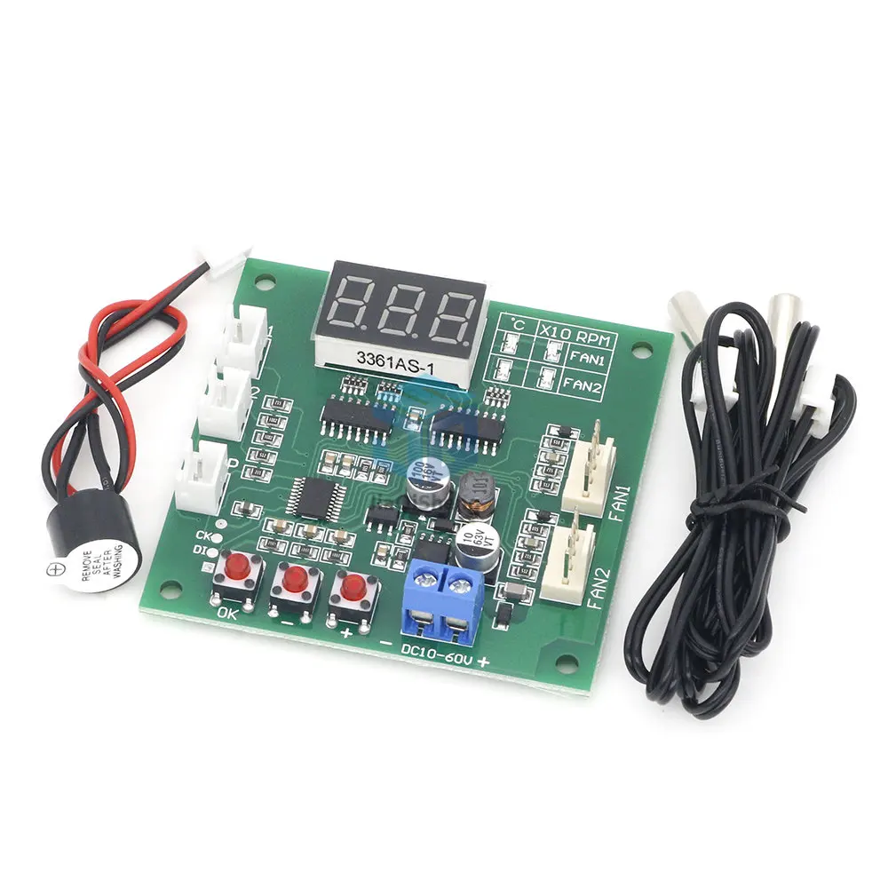 12V24V48V Two Way Heat Dissipation PWM Four Wire Fan Temperature Controller Temperature Speed Display Stop Alarm Board