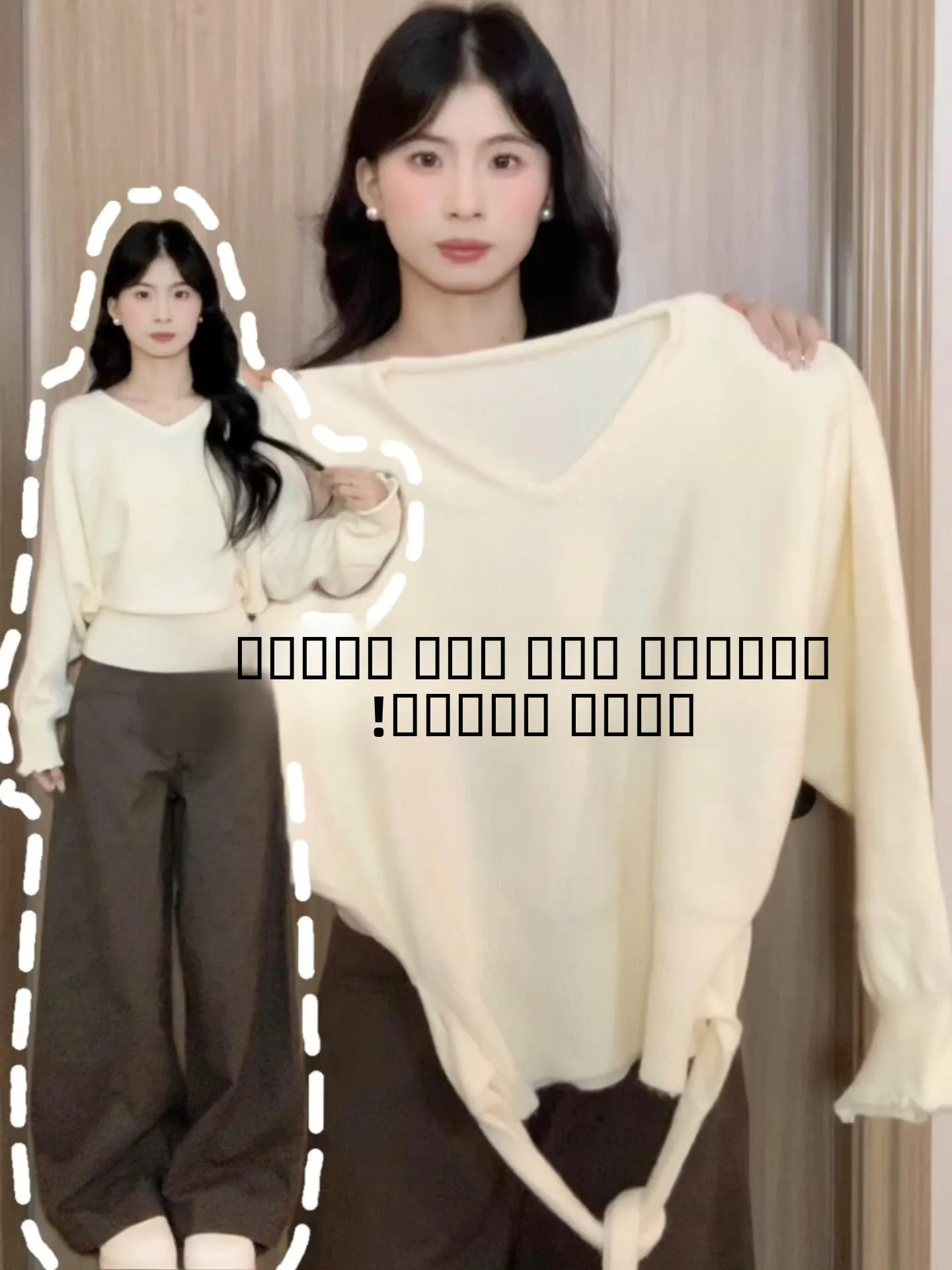 

Элегантный женский вязаный свитер свободного кроя с V-образным вырезом и длинными рукавами, универсальный, стройнящий, премиум-класса