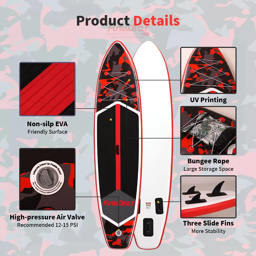 Funwater SUPFW32A Ultraleichtes aufblasbares Paddleboard 350*84*15 für Erwachsene, Wasseryoga, Angeln, Reisesurfen, rutschfestes Paddleboard – Detail 2