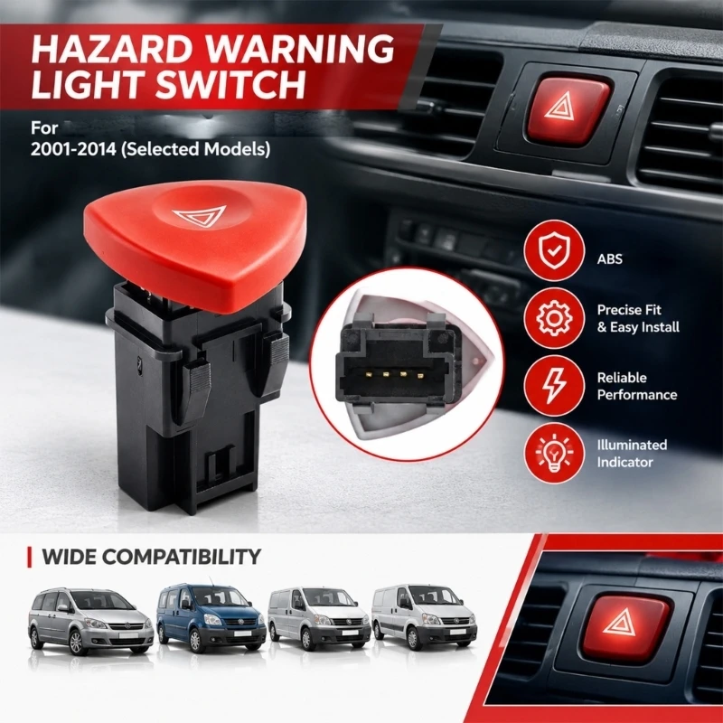 Hazard Warning Light Switches with 4-Pin Connection Format and Reference 8200442724 for Espace, Trafic, Primastar and X37F