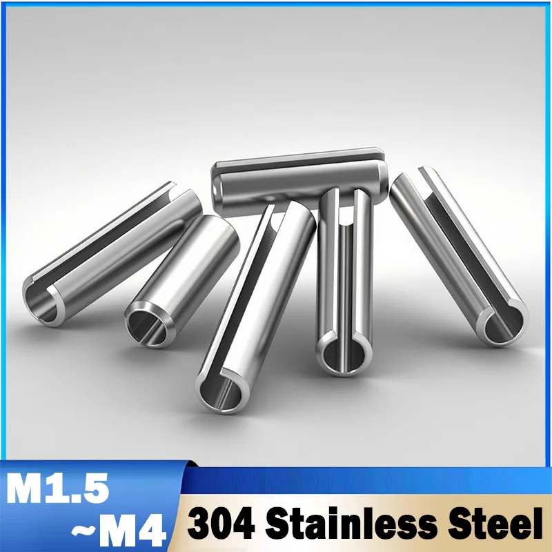 5~50pcs 304 Stainless Steel Cylindrical Split Pin Dowel Elastic Open M1.5m2m2.5m3.5m4 Spring Positioning Pin Tension Roller Pin