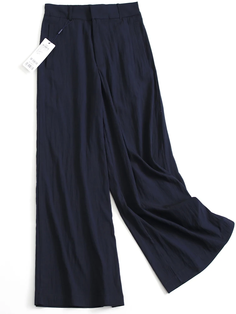 

Ultra-Thin Pure Color Cool Sensation Loose Straight Leg Pants Elastic Waist Wide Leg Casual Summer New Women's Pants