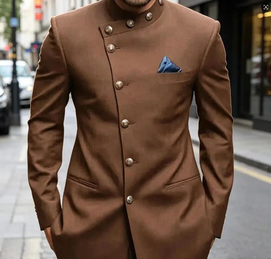 Latest Design Brown Suits for Men Formal Wedding 2 Piece Jacket with Pants Groom Tuxedo Male Fashion Party Costume New Arrival