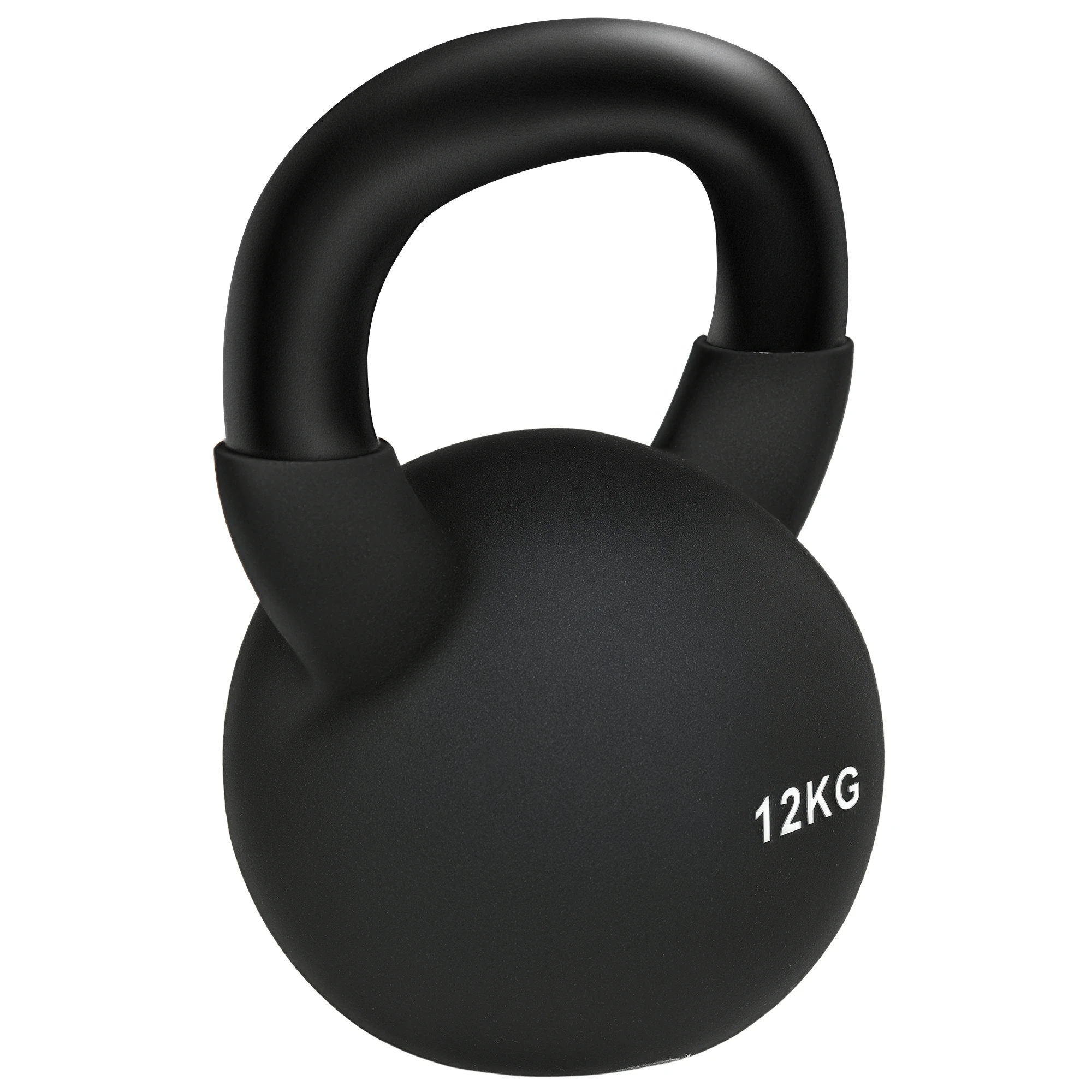 HOMCOM 12 KG Kettlebell Hierro fundido con bola de peso con revestimiento de neopreno Negro