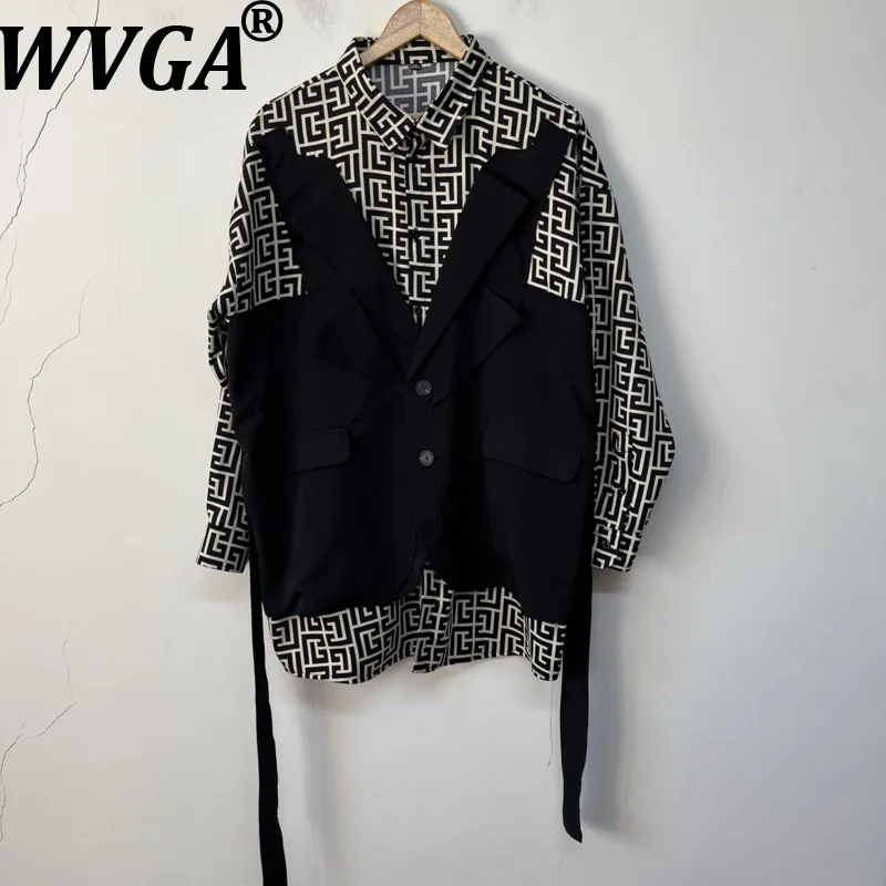 WVGA Autumn New Men Fake Three-piece Deconstructed Design Trendy Long Sleeve Shirt Niche Avant-garde Personality Tops Ins W28338