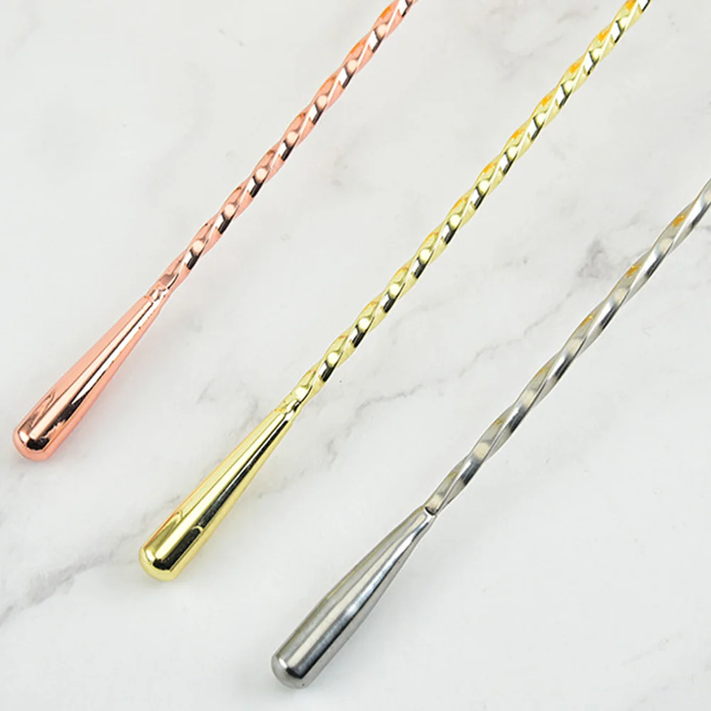 

4Pcs Cocktail Stirring Spoon Stainless Steel Long Handle Mixing Spoon Bar Accessory Coffee Mixer Rust Resistant