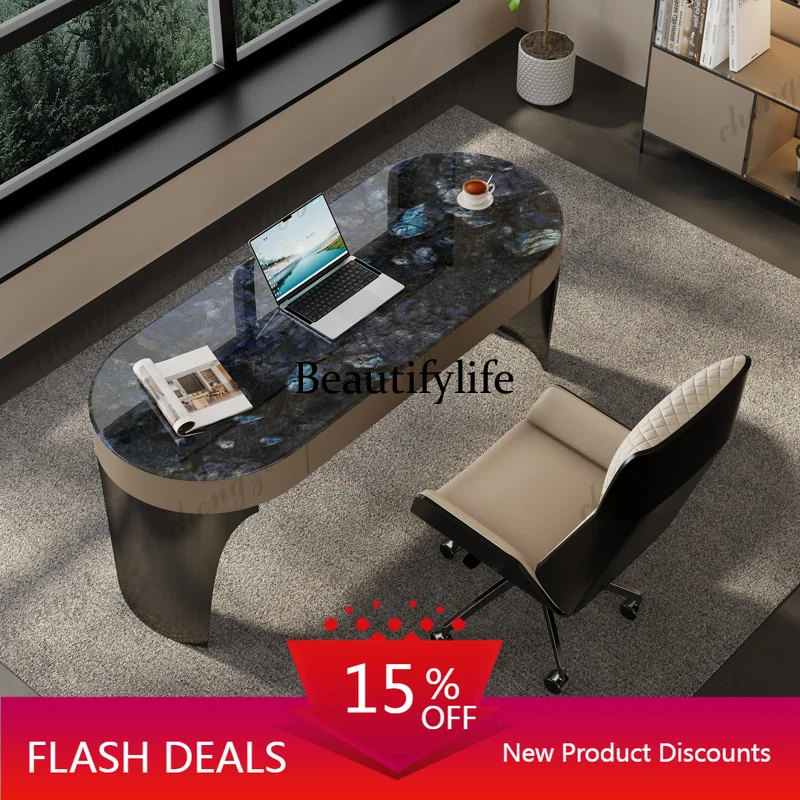 Escritorio de Computadora Metálico de Lujo Q181, con Almacenamiento, Elegante, para Estudio, Juegos, con Cajones Organizadores, Mueble para Ordenador
