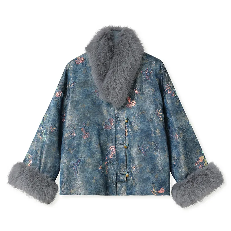 2026 New Chinese Style Traditional Design Embroidery Jacket Women Winter Thicken Warm Coat New Year Clothing Outerwear Ethnic