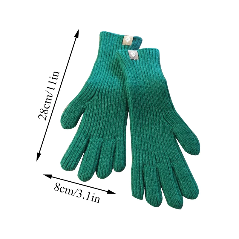 Guantes de punto de invierno para mujer, guantes cálidos de felpa suave para montar, guantes de Color sólido, guantes esponjosos con pantalla táctil