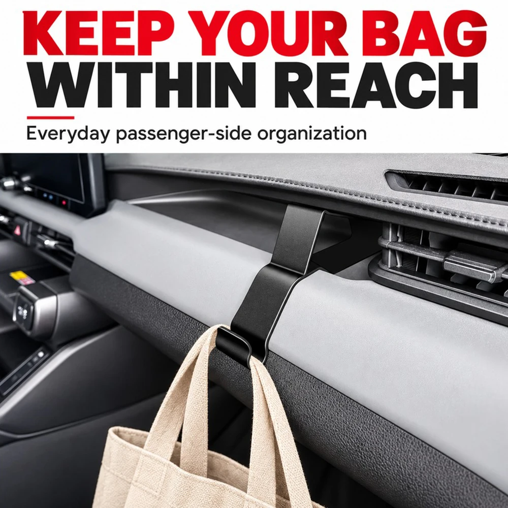 Passenger Side Glove Box Hook For Toyota RAV4 2026 ABS Black Car Bag Hanger Holder Dashboard Storage Hook Interior Accessories