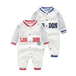 Baby Boy's Baseball Uniform Baby Boy Jumpsuit Pure Cotton Long-Sleeved Harem Clothes Spring Summer Clothes Crawling Clothes