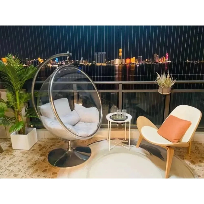 Internet celebrity transparent acrylic hemispherical hanging chair  basket swing ball space chair outdoor balcony furniture