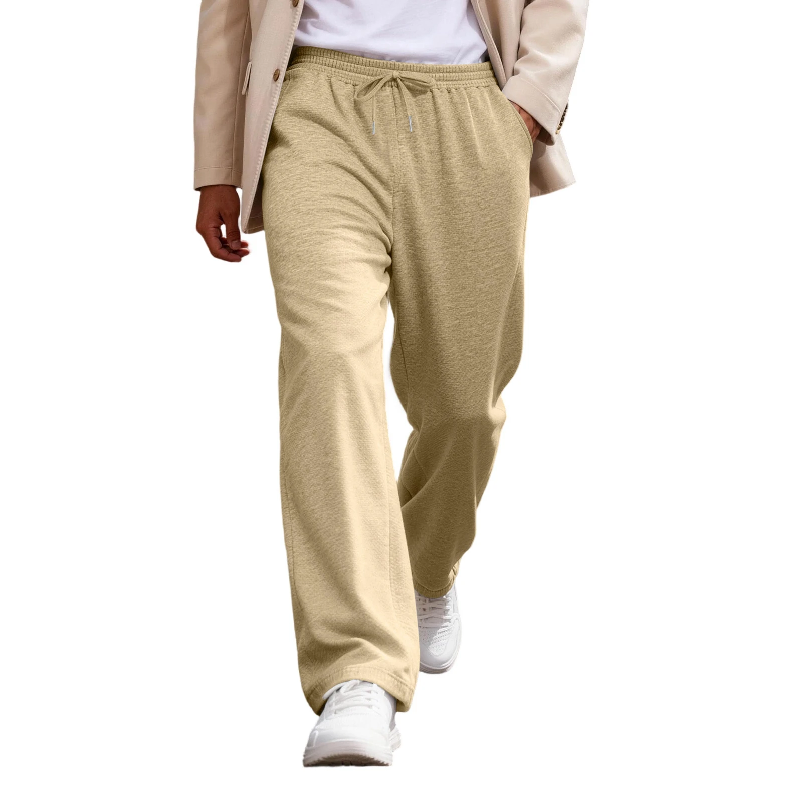 

YHOPEN Men's Elastic Waist Drawstring Loose Casual Pants | Comfortable Relaxed-Fit Trousers For Daily & Weekend Wear