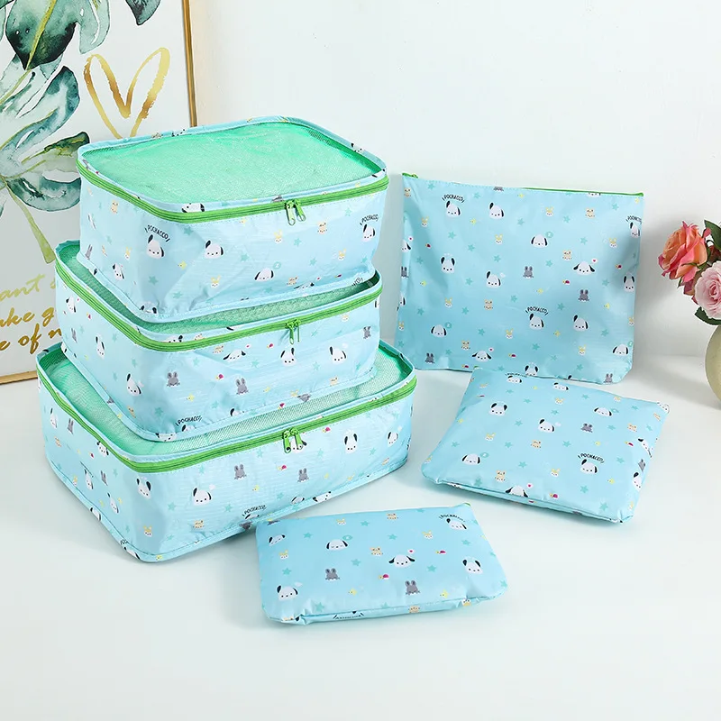 6pcs Kawaii Sanrio Travel Organizer Storage Bags for Clothes Organizer Wardrobe Pouch Shoes Bag Packing Bag Woman Toiletry