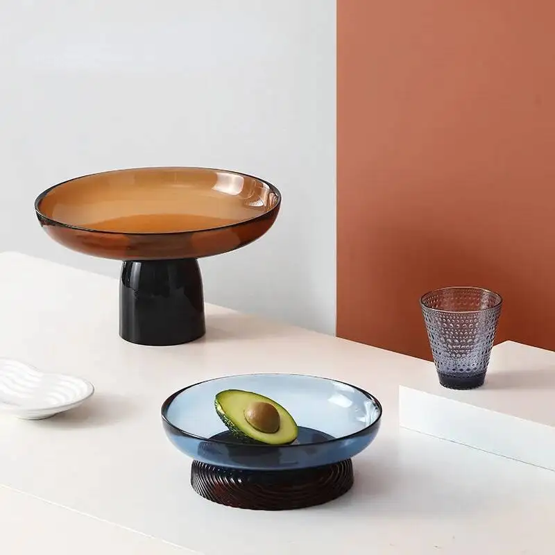 household color contrast glass fruit tray household living room table tea table fruit tray snack tray