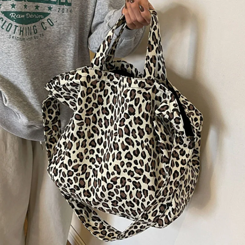 

Canvas Crossbody Bags for Women Fashion Leopard Print Shoulder Bag Ladies Casual Large Capacity Female Handbag