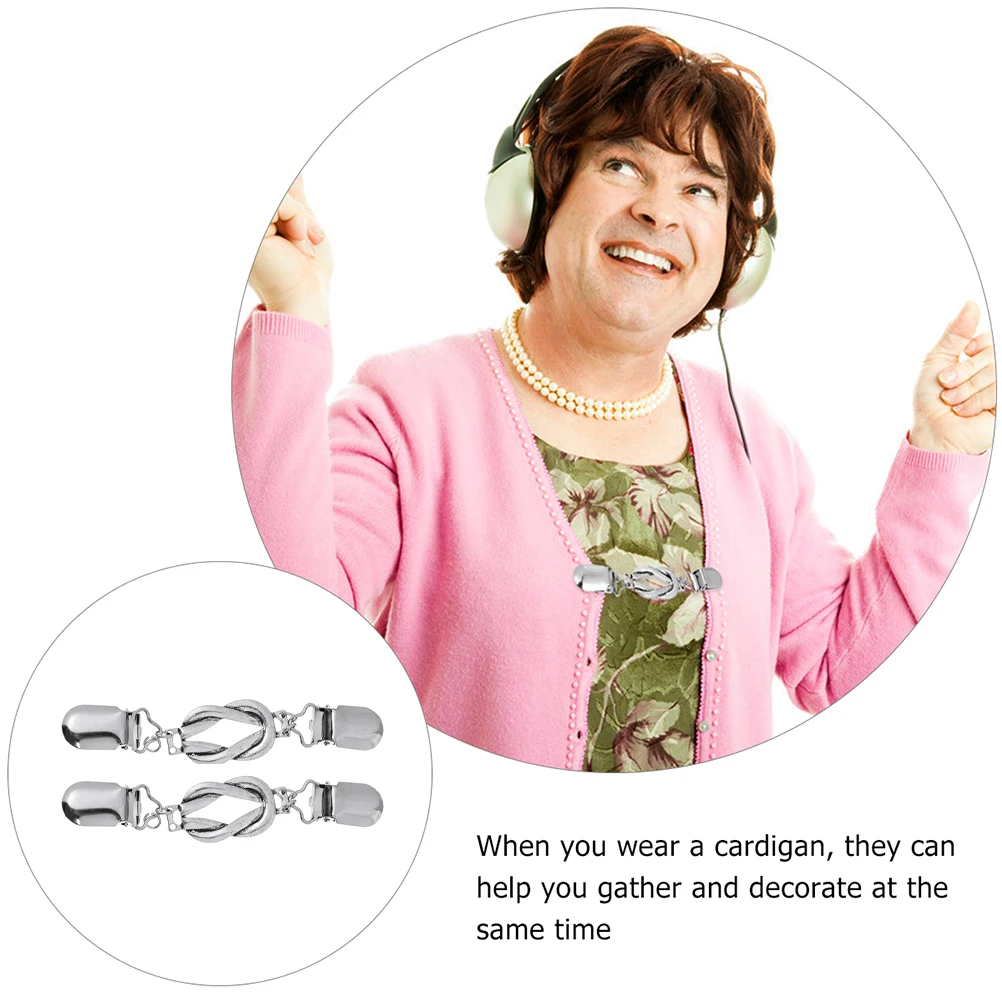 

2Pcs Chic Breastpins Vintage Scarf Buckles Retro Cardigan Clips for Collar Shawl Clothes Decorative Buckles Knitwear Accessories