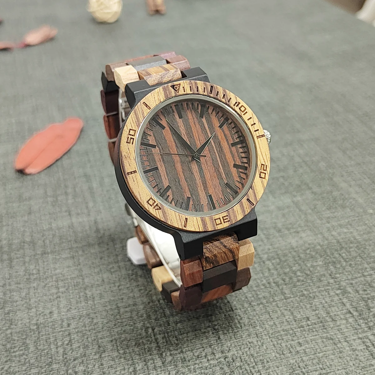 Reloj de pulsera personalizado para hombre, cronógrafo de lujo, caja de cuarzo de madera, regalos