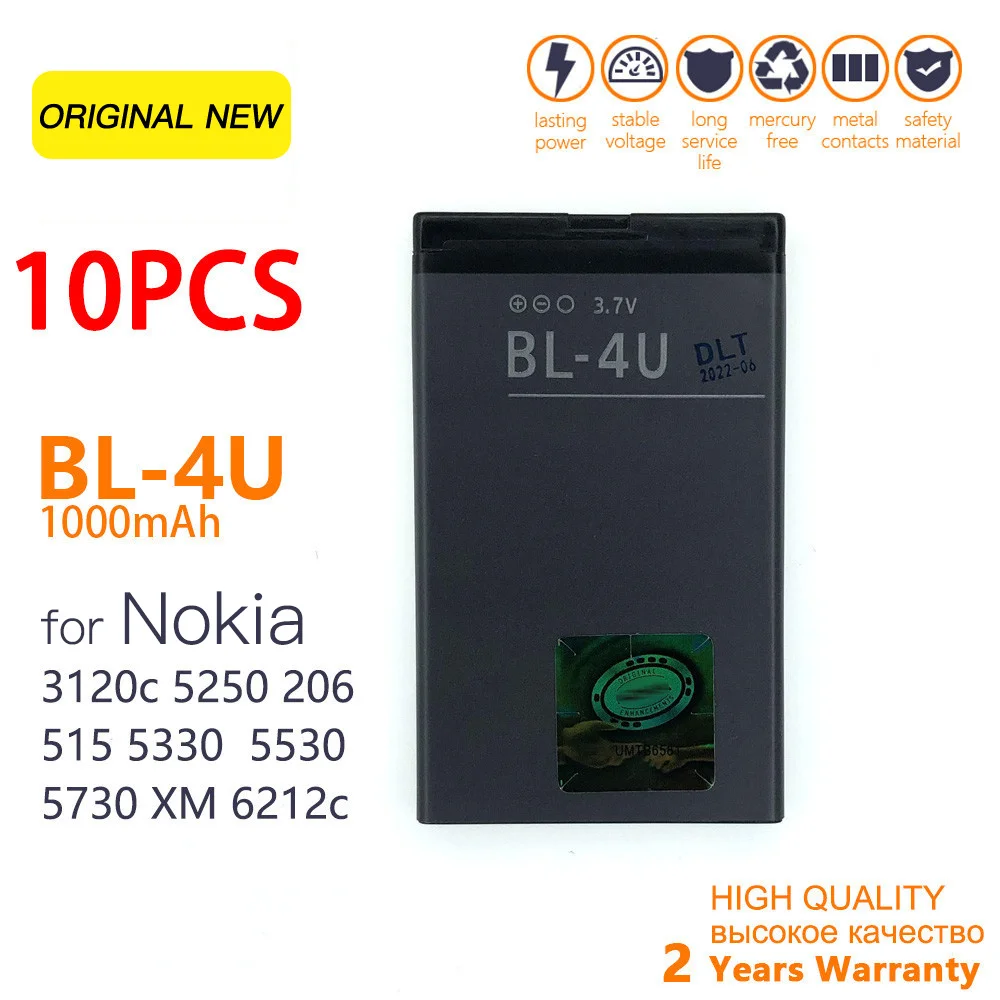 Wholesale Battery bl-4u for Nokia 8800 Arte 206 3120 5250 5330 5530 C5-03 E66 E75 bl 4u 1000mAh rechargeable high qulity Battery