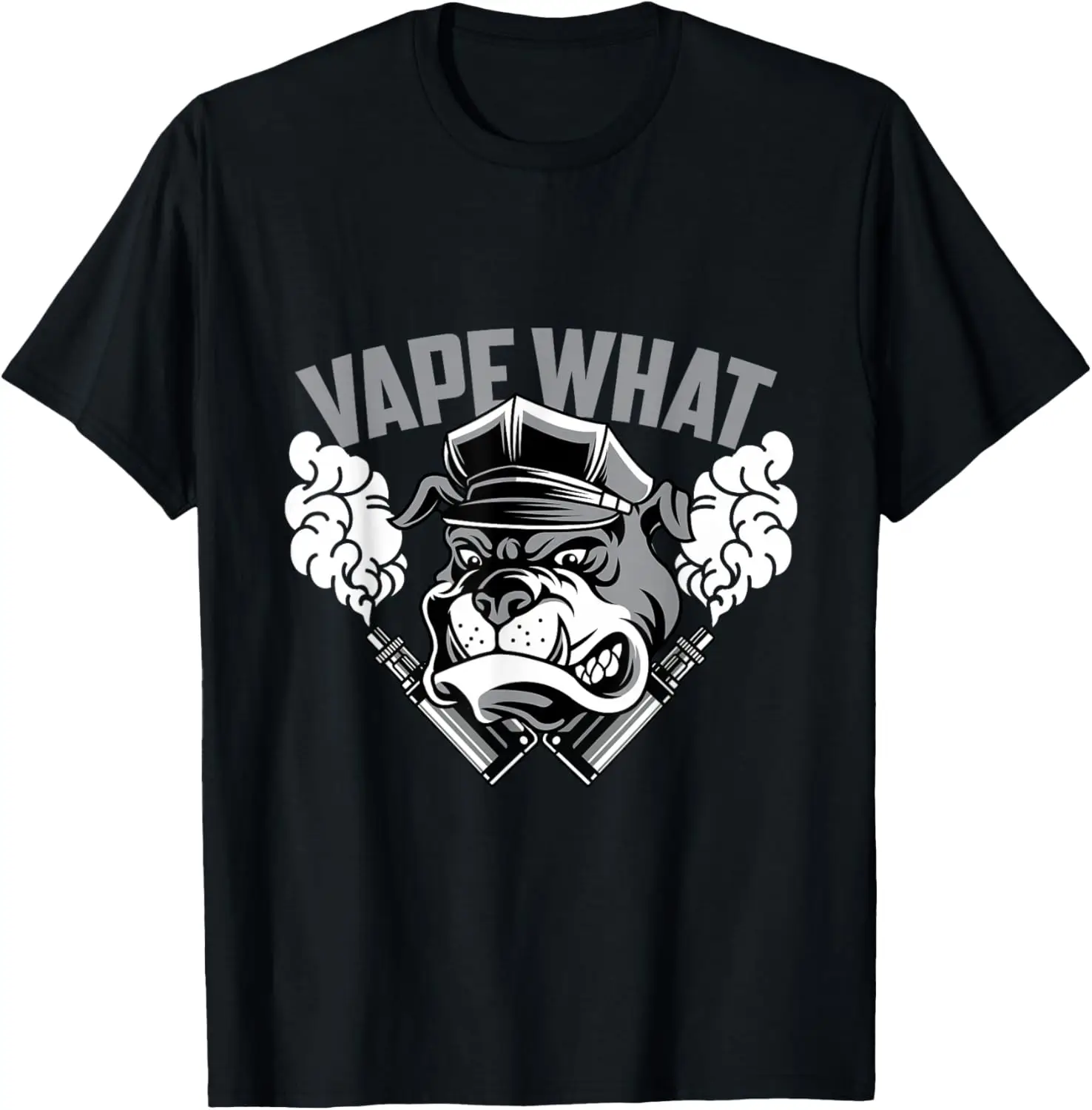 Vape What Bulldog Graphic Print Men's Cotton Crew Neck T-Shirt Short Sleeve Casual Tee