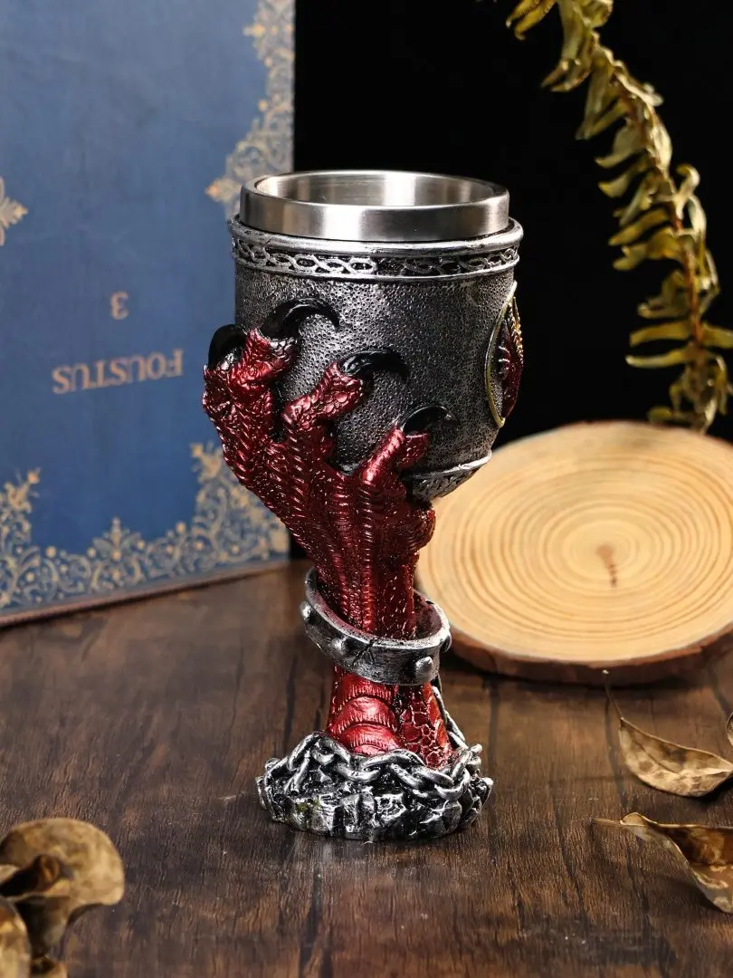 Retro Dragon-Themed Stainless Steel Goblet for Red Wine • Elegant Cross-Dragon & Sword-Style Designs • Smooth Finish • Easy-Clea