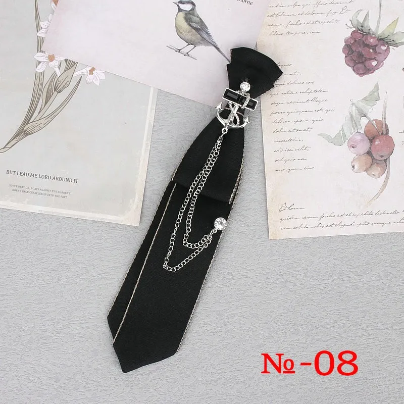 Handgemachte schwarze Band Krawatte Kristall Strass Schmuck Männer Shirts heiße neue Mädchen Jungen Kragen Krawatten Schuluniform Frauen Krawatte – Detail 9