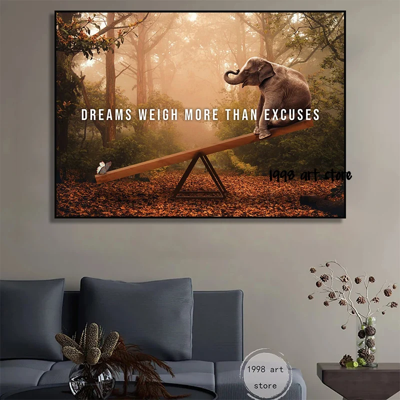 Animal Motivation Dreams Weigh More Excuses Stay Focused Wolf Art Poster Canvas Painting Wall Prints Picture for Room Home Decor