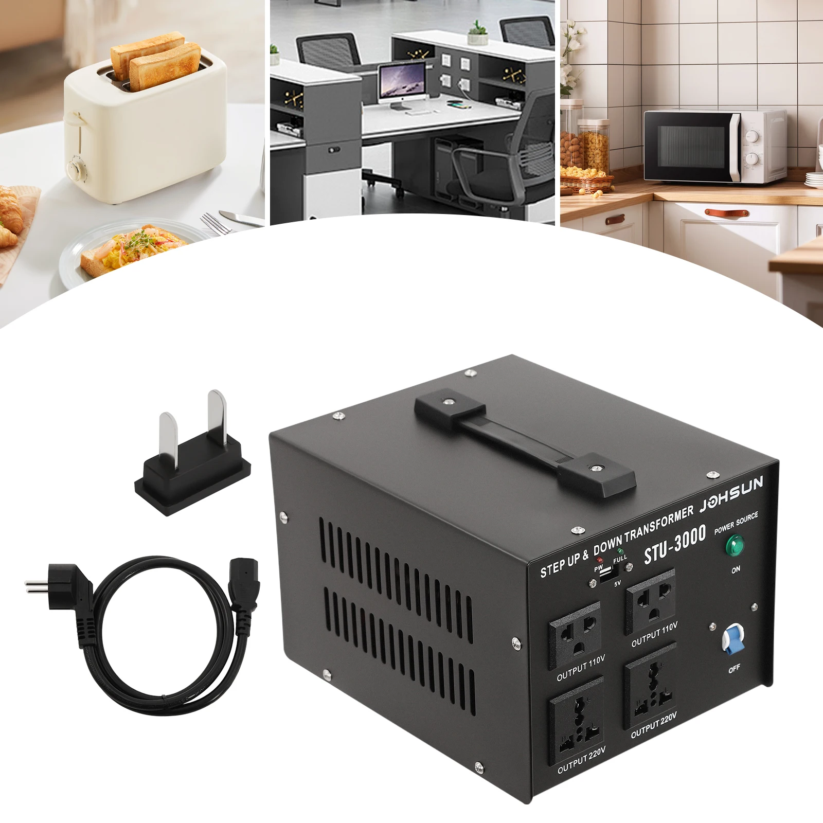 

Преобразователь напряжения 3000 Вт, мощный трансформатор для повышения/понижения напряжения, 110В в 220В, 220В в 110В, с USB-портом 5В