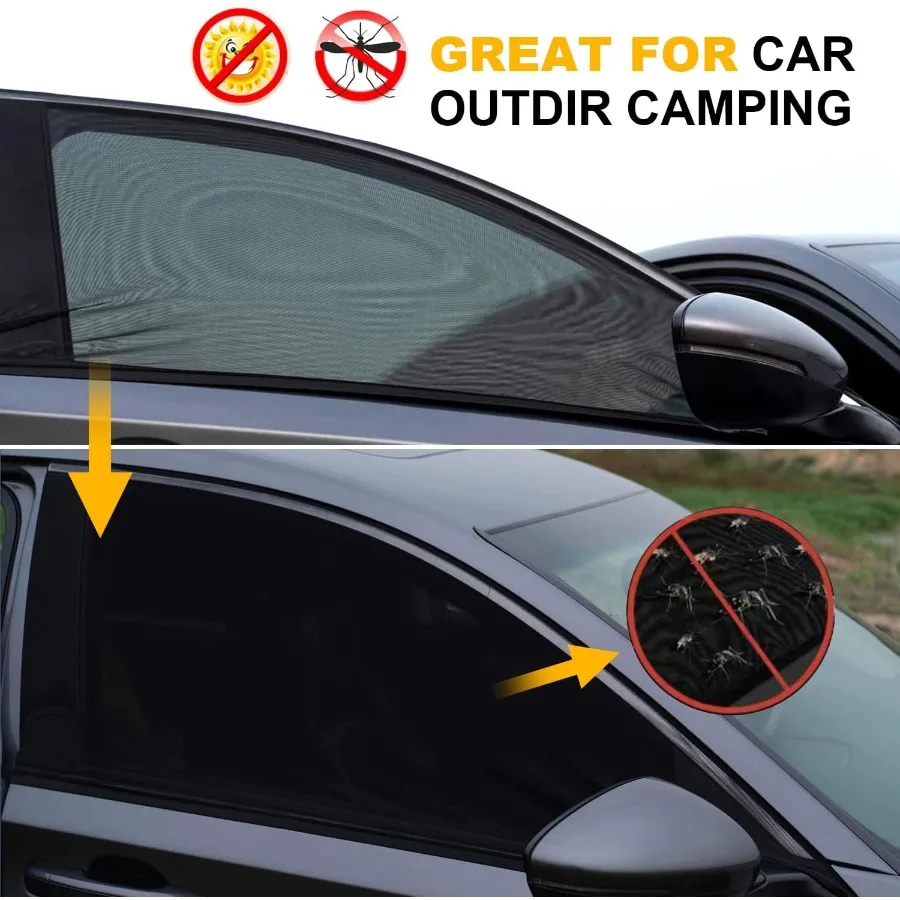 Parasol para ventana lateral delantera de coche, paquete de 2, malla súper elástica, parasol para ventana de coche, mosquitera, cortinas, cubierta para 95 coches, SUV