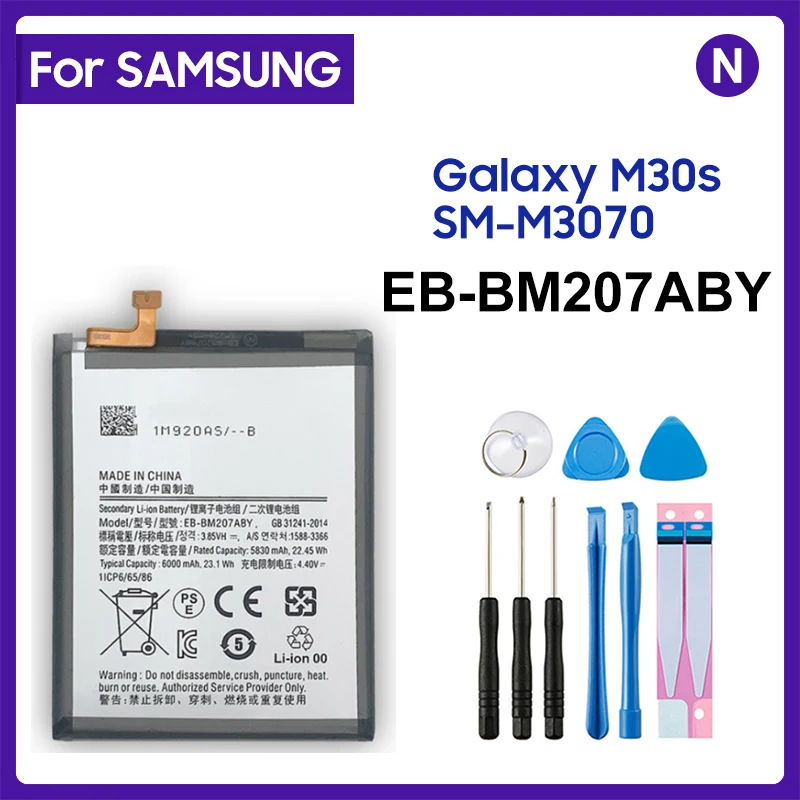 Replacement Battery EB-BM207ABY For SAMSUNG Galaxy M30s SM-M3070 M3070 M21 M31 M215 Rechargeable Phone Battery 6000mAh