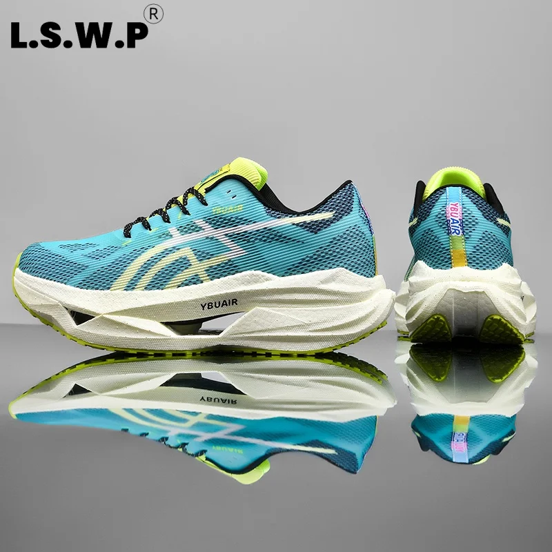 Men's Running Shoes New Model Men's Professional Carbon Plate Running Shoes Rebound Racing Sports Shoes Breathable Lightweight Unisex Training Shoes Wear-Resistant Non-Slip Long-Distance Running Fitness Outdoor Jogging Casual Sports Shoes