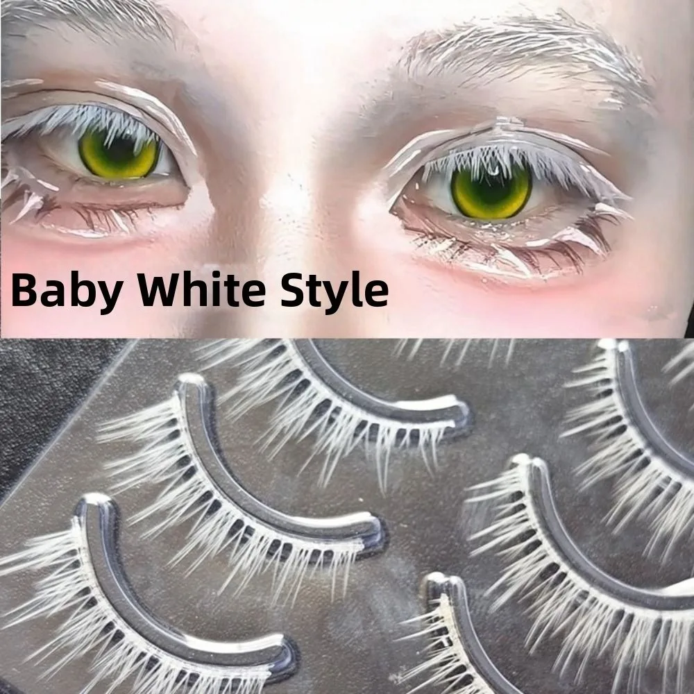 New Long Cross White False Eyelashes Thick Eyelashes Extension White Lashes Handmade Eye Makeup Tools for Cosplay