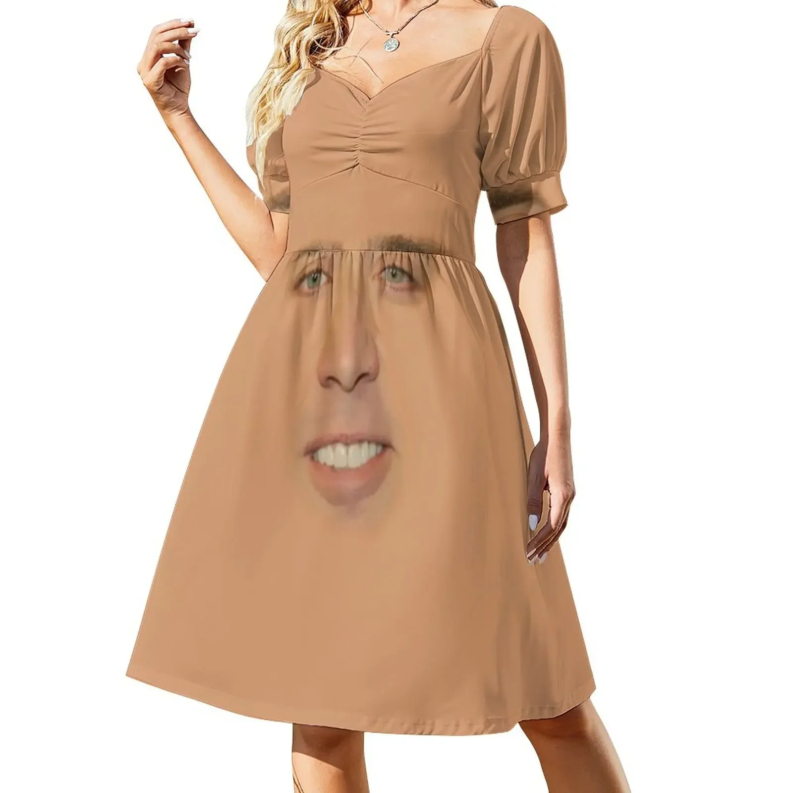 

Nicolas Cage Full Face Short-Sleeved Dress elegant and pretty women's dresses beach dress prom clothes