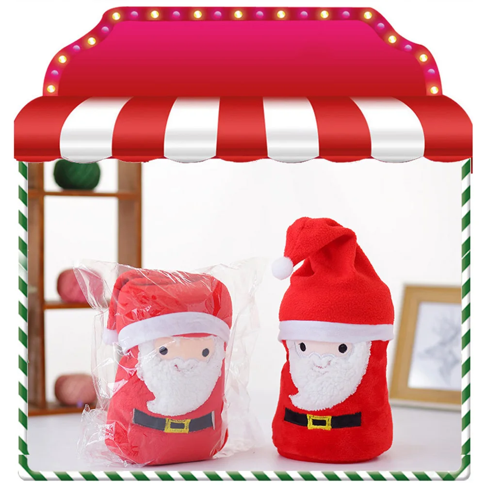 

Creative Christmas Santa Claus Hat and Flannel Blanket Set Super Kids Pet Hat Blanket Bed Couch Cover Blanket - 80x