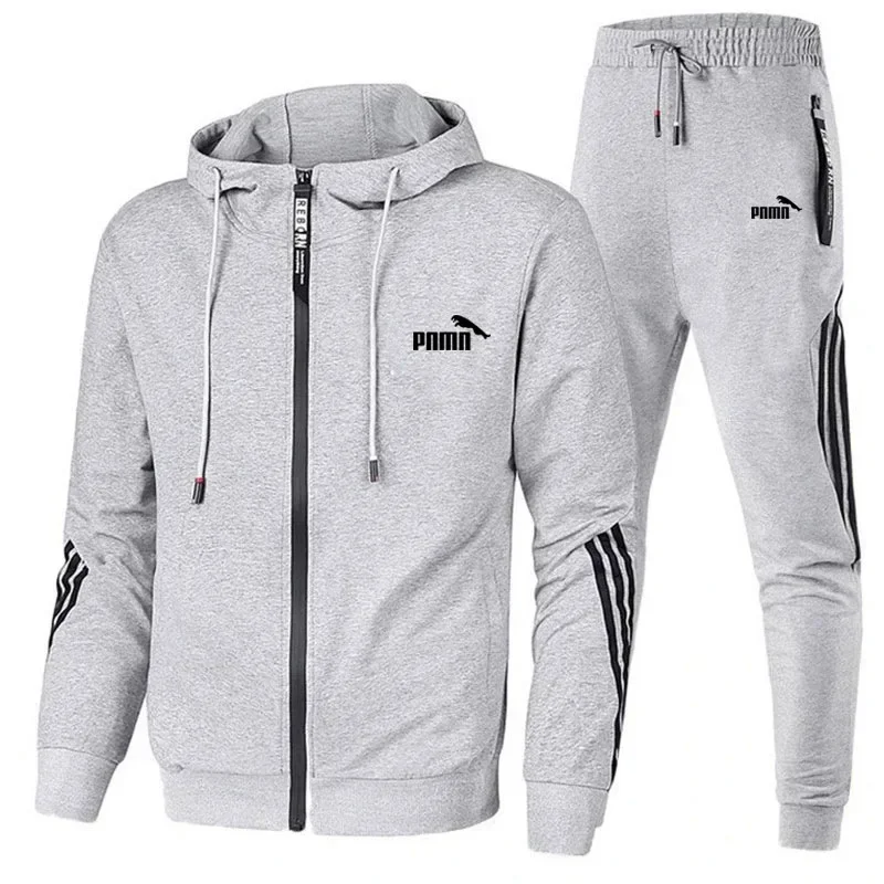 2024 Spring and Autumn Men's Sports Suit Thin Hooded Sweater Casual Running Sportswear Two-piece Se men clothes  tracksuit men