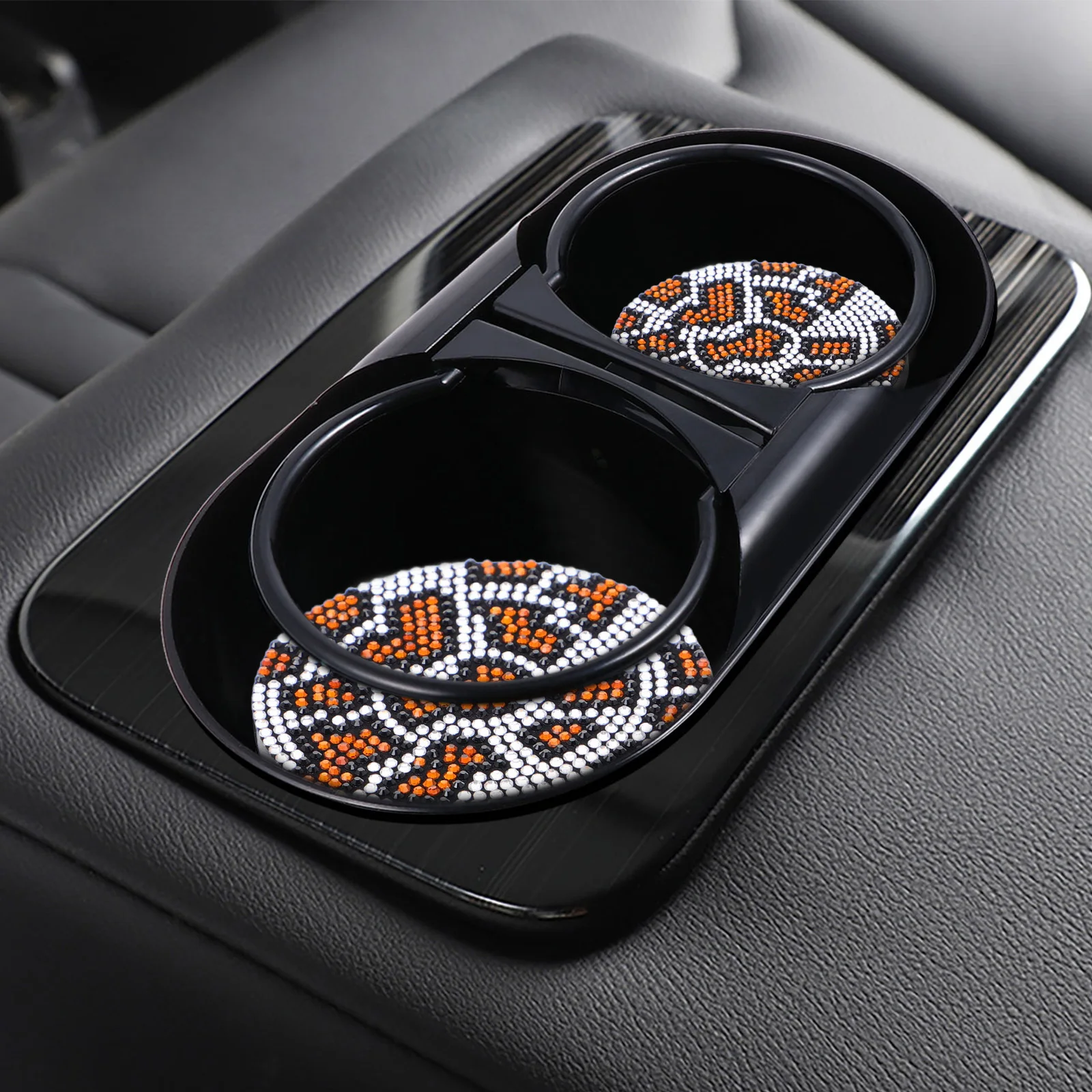 

2Pcs Car Cup Coasters Anti-Slip Bling Cute Rhinestone Silicone Insert Cup Holders Stylish Car Accessories for Interior