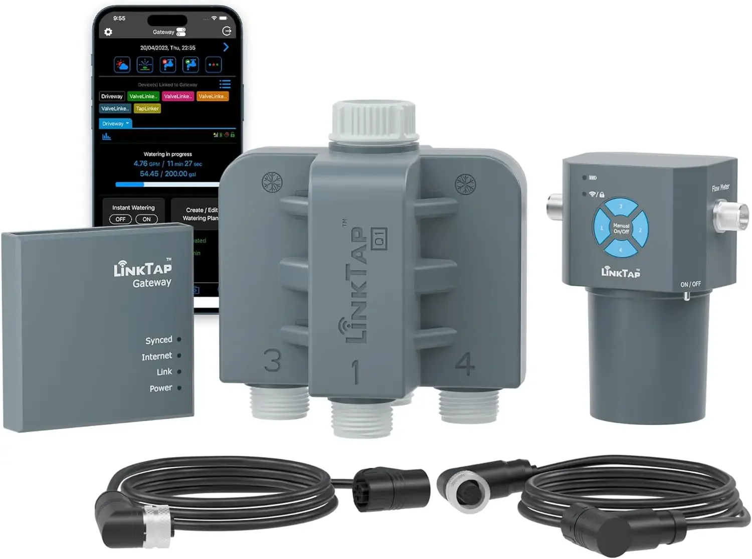 LinkTap Q1 4-Zone Wireless Water Timer & Gateway, Equals Four G2S Smart Hose Timers